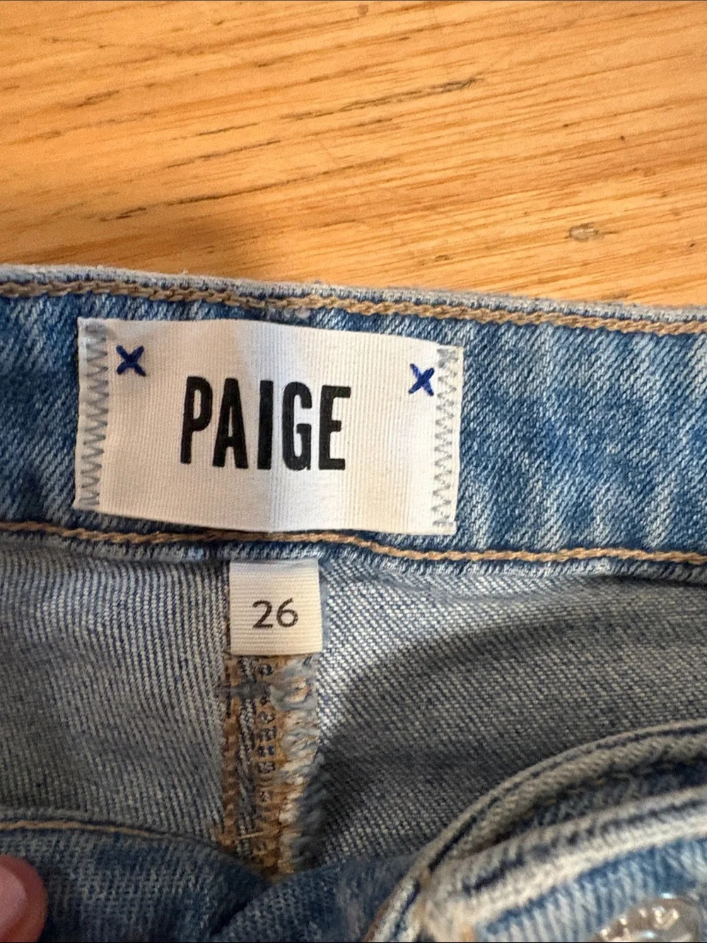 PAIGE Light Blue Ripped Straight Jeans